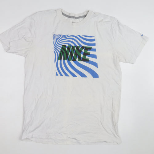 Nike Men's White Graphic Print Sports T-Shirt Size L