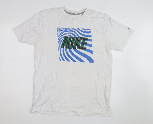 Nike Men's White Graphic Print Sports T-Shirt Size L
