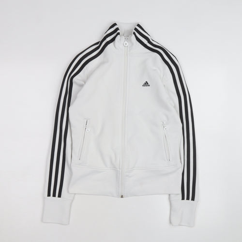 adidas Women's White Track Jacket Size 10 Full Zip Sports Top