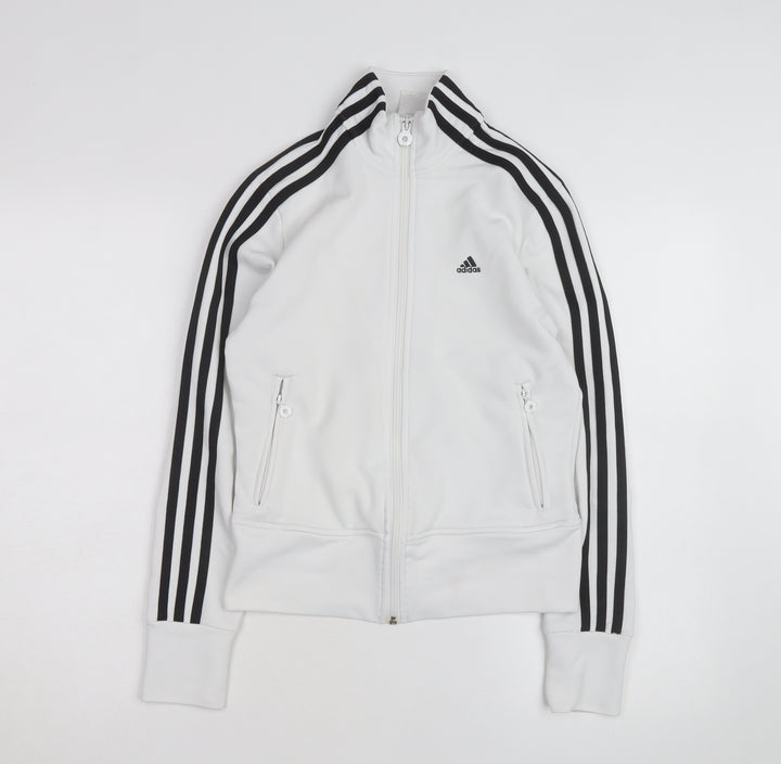 adidas Women's White Track Jacket Size 10 Full Zip Sports Top