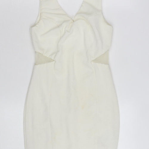 New Look Women's Ivory Bodycon Cut Out Short Dress Size 8