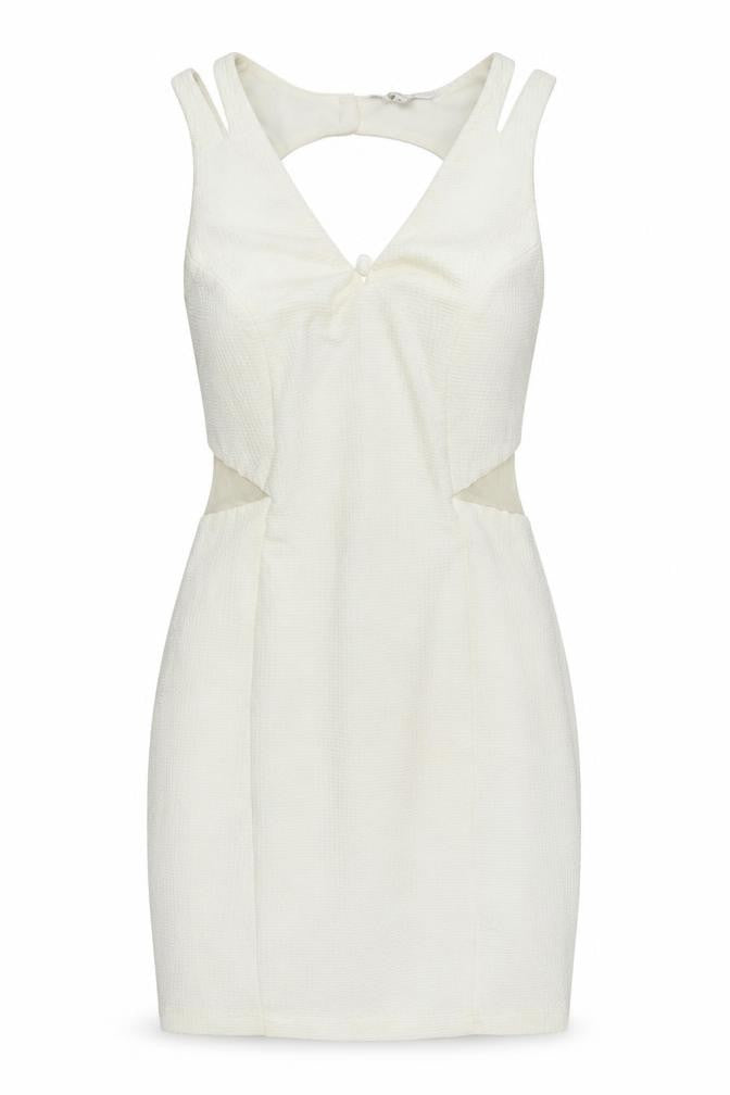 New Look Women's Ivory Bodycon Cut Out Short Dress Size 8