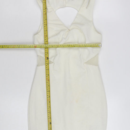 New Look Women's Ivory Bodycon Cut Out Short Dress Size 8