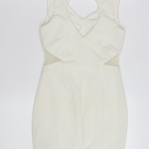 New Look Women's Ivory Bodycon Cut Out Short Dress Size 8
