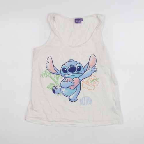 Disney Stitch Women's White Camisole Tank Top M Cotton Casual Cute