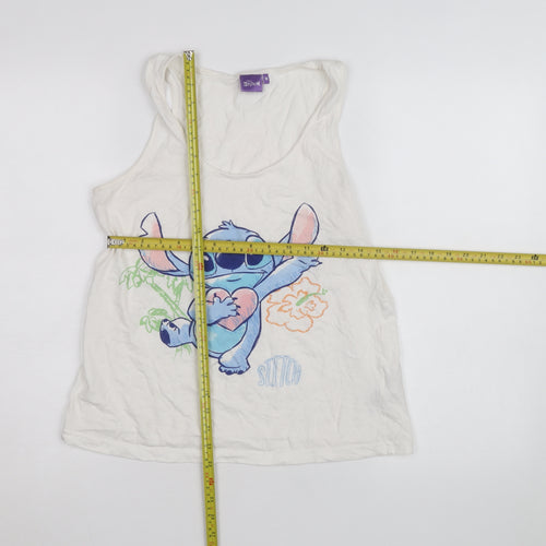 Disney Stitch Women's White Camisole Tank Top M Cotton Casual Cute