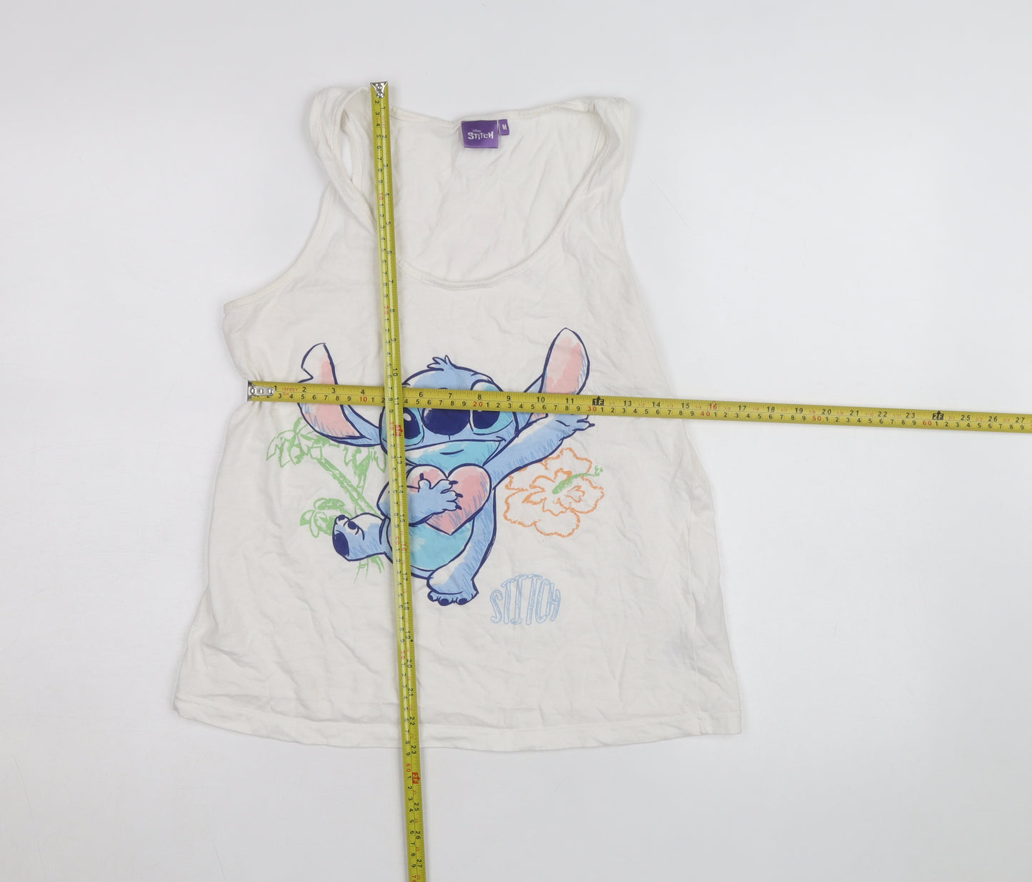 Disney Stitch Women's White Camisole Tank Top M Cotton Casual Cute