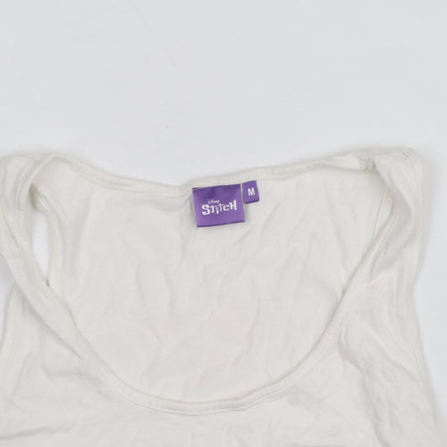 Disney Stitch Women's White Camisole Tank Top M Cotton Casual Cute