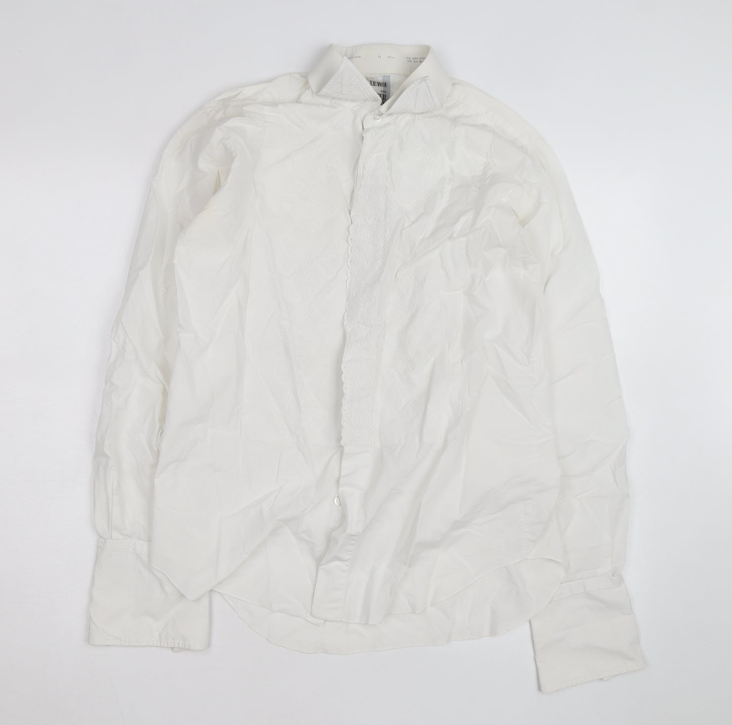 Le Roi Women's White Embroidered Cotton Button-Up Shirt L UK