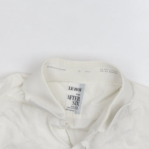 Le Roi Women's White Embroidered Cotton Button-Up Shirt L UK