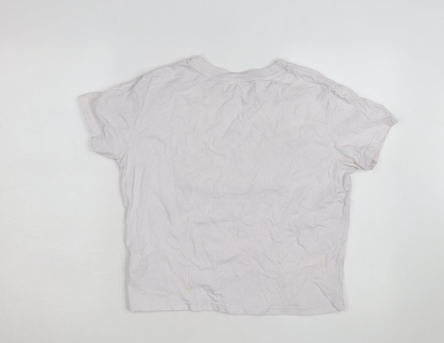Superdry Women's White Cotton T-Shirt Size 10 Short Sleeve Logo Top