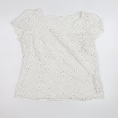 Marks and Spencer Women’s White Cotton Broderie Blouse Size 18