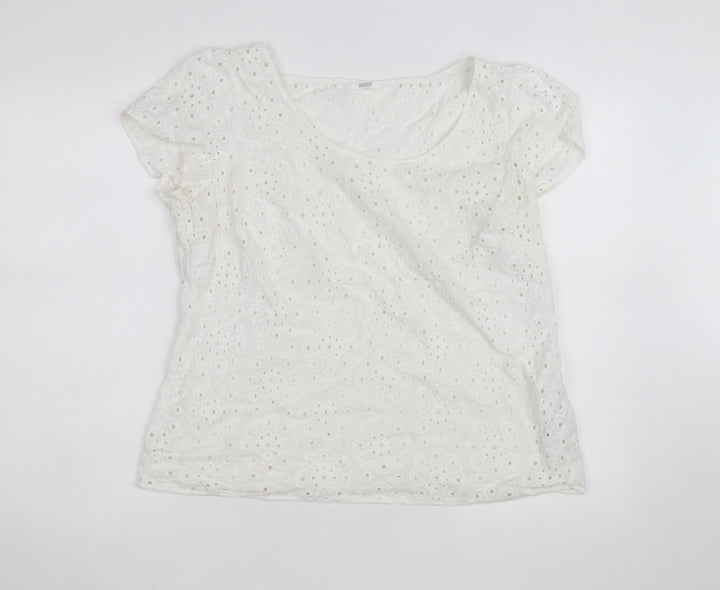Marks and Spencer Women’s White Cotton Broderie Blouse Size 18