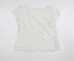 Marks and Spencer Women’s White Cotton Broderie Blouse Size 18