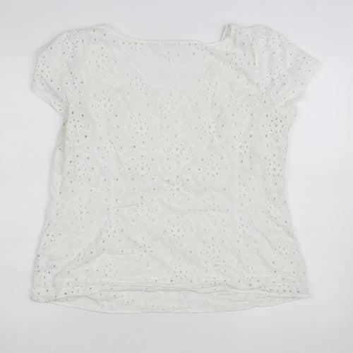 Marks and Spencer Women’s White Cotton Broderie Blouse Size 18