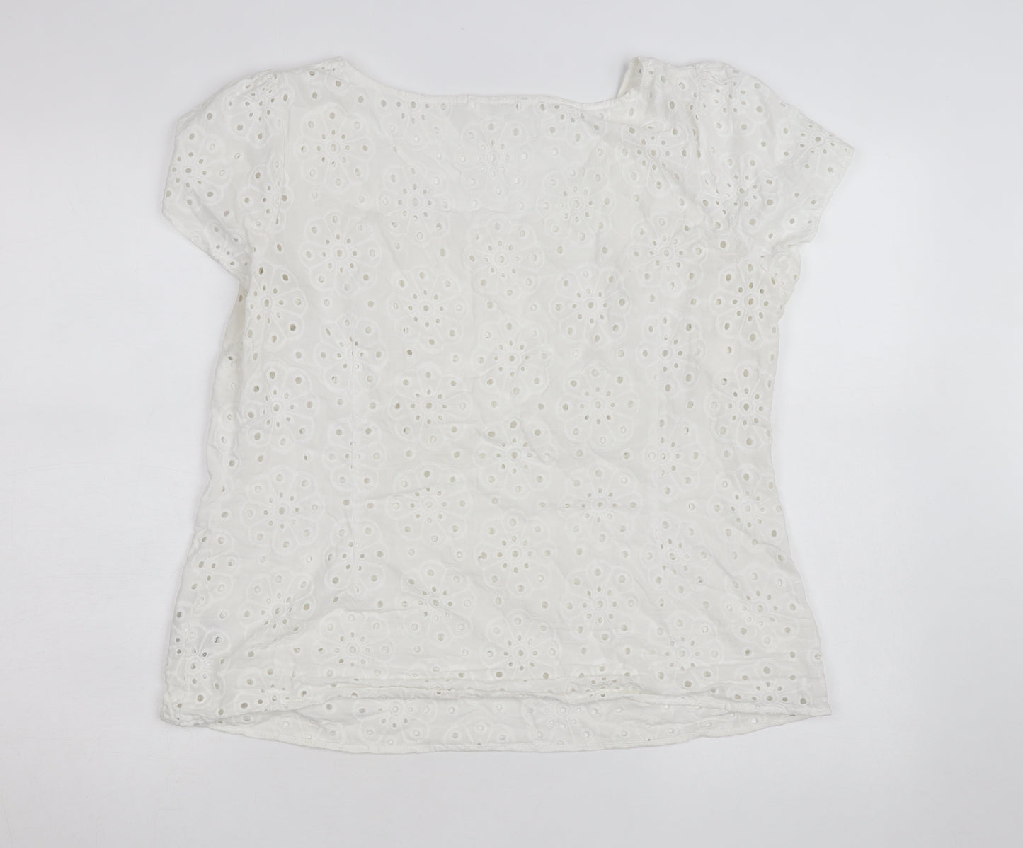 Marks and Spencer Women’s White Cotton Broderie Blouse Size 18