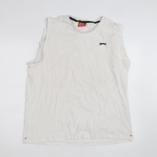 Slazenger Men's White Sleeveless Crew Neck 2XL Cotton T-Shirt