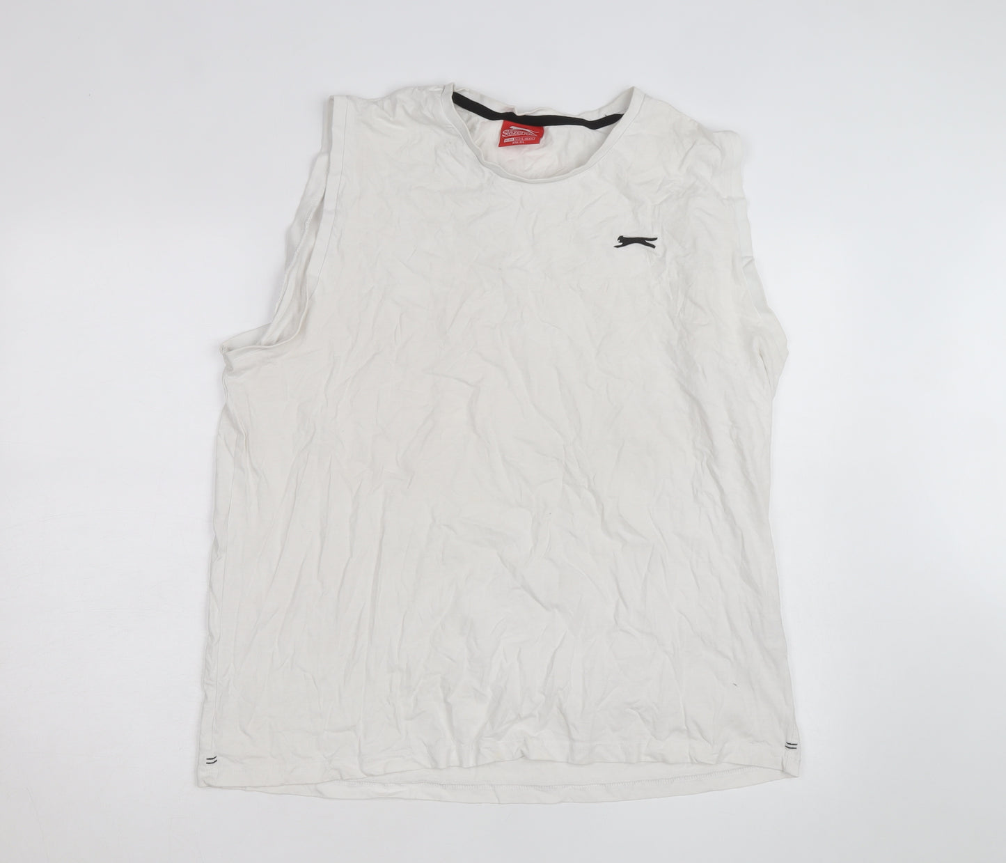 Slazenger Men's White Sleeveless Crew Neck 2XL Cotton T-Shirt
