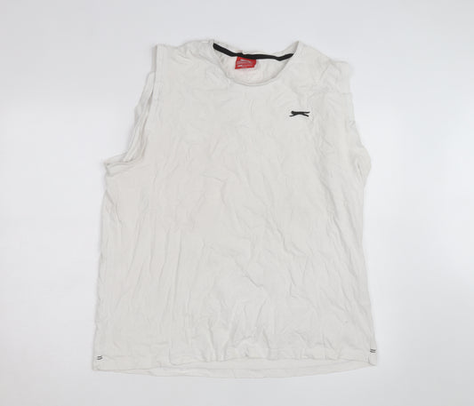 Slazenger Men's White Sleeveless Crew Neck 2XL Cotton T-Shirt