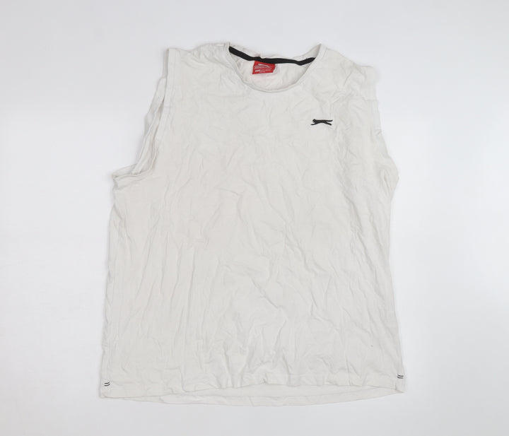 Slazenger Men's White Sleeveless Crew Neck 2XL Cotton T-Shirt