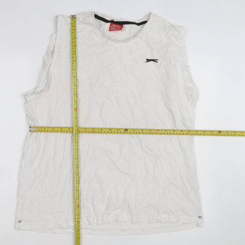 Slazenger Men's White Sleeveless Crew Neck 2XL Cotton T-Shirt