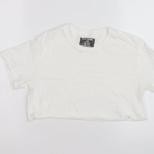 PrettyLittleThing Women’s White Cropped Cotton T-Shirt XS