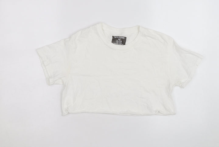 PrettyLittleThing Women’s White Cropped Cotton T-Shirt XS