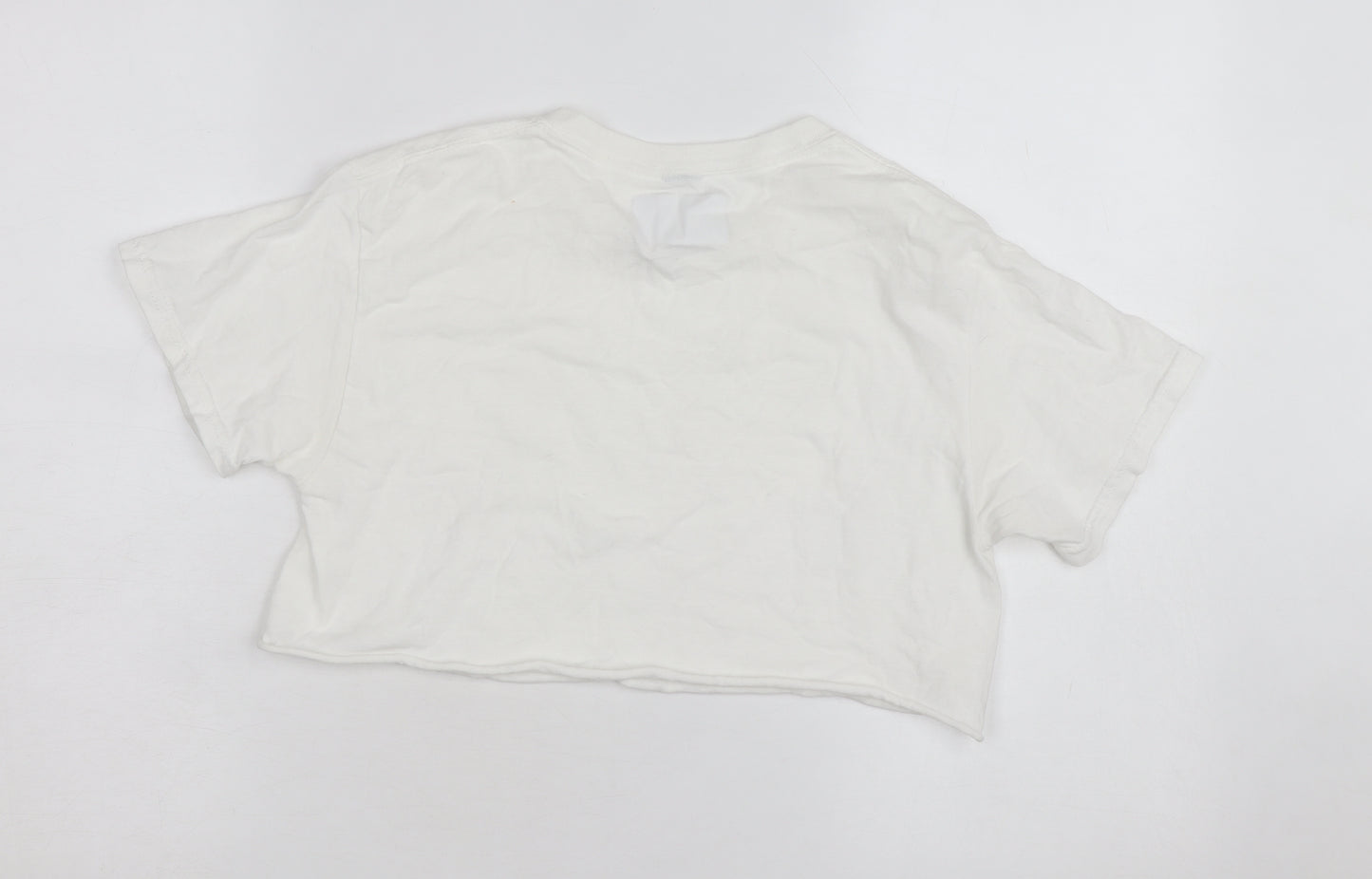 PrettyLittleThing Women’s White Cropped Cotton T-Shirt XS