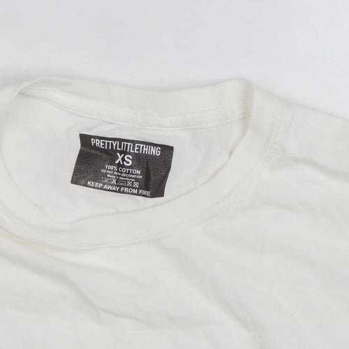 PrettyLittleThing Women’s White Cropped Cotton T-Shirt XS