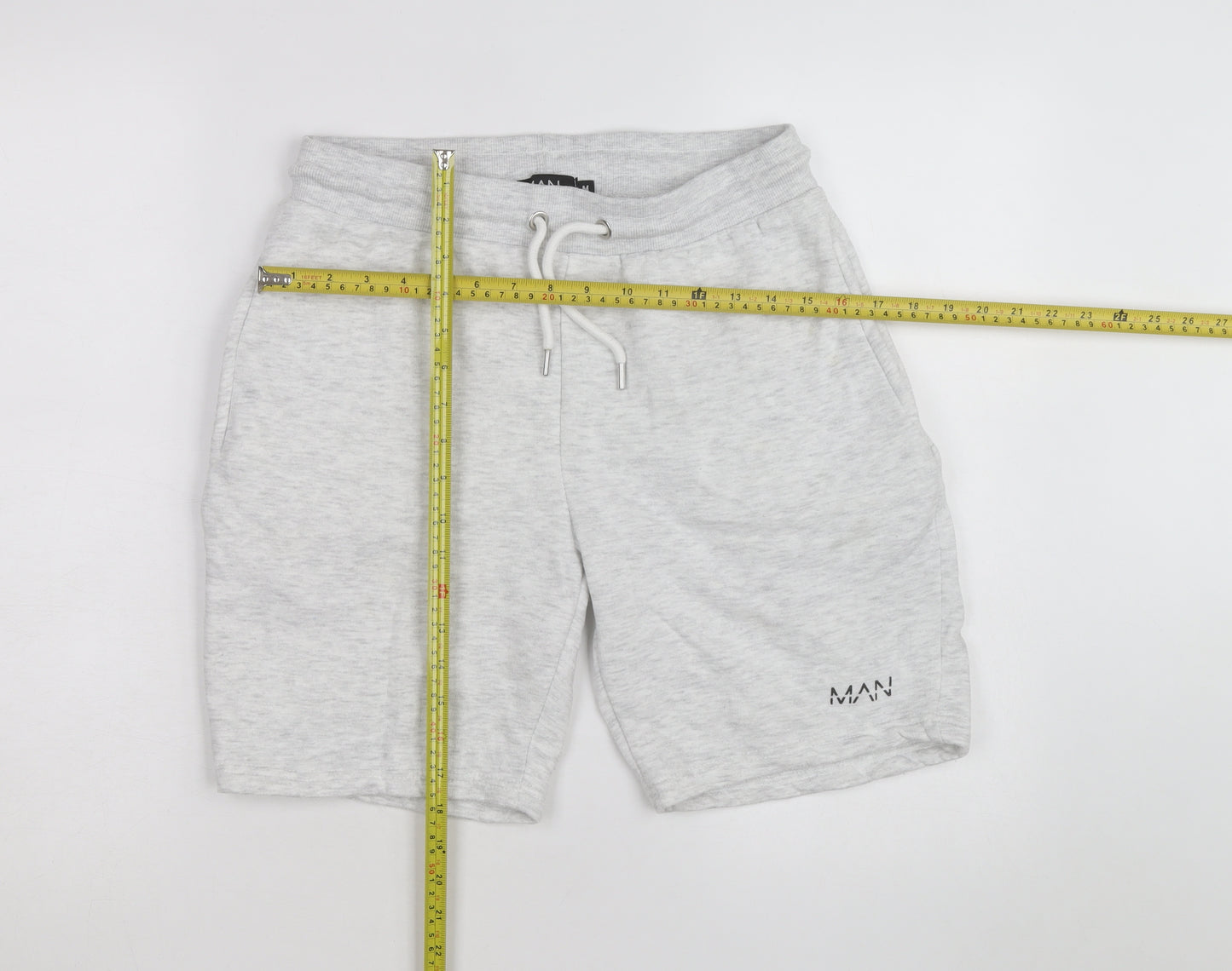 boohooMAN Men's Grey Sweat Shorts M Regular Fit Drawstring