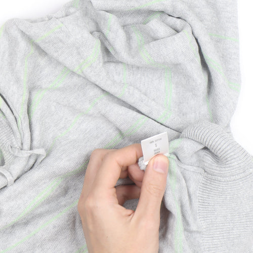 Soul Cal Men's Grey Striped Pullover Hoodie Small Cotton Knit