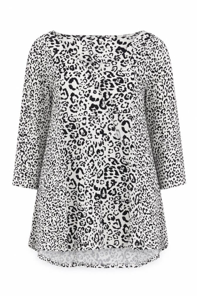 Front view of Marks & Spencer Women’s Black Leopard Print Shift Dress, size UK 8