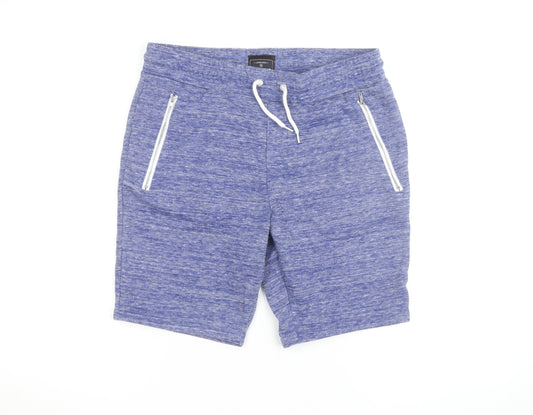 Peacocks Mens Blue Sweat Shorts Small Drawstring Elastic Waist