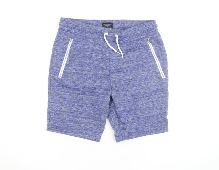 Peacocks Mens Blue Sweat Shorts Small Drawstring Elastic Waist