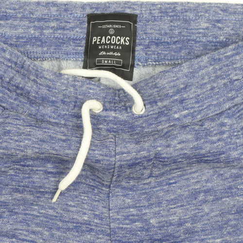Peacocks Mens Blue Sweat Shorts Small Drawstring Elastic Waist
