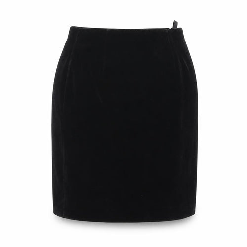 St Michael Women’s Black Velvet Pencil Skirt Size 12 Knee Length Vintage