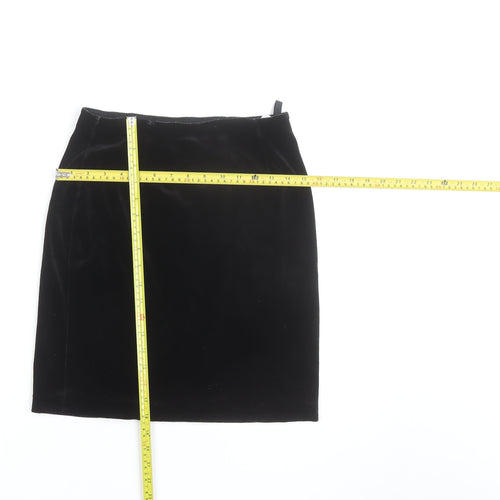 St Michael Women’s Black Velvet Pencil Skirt Size 12 Knee Length Vintage