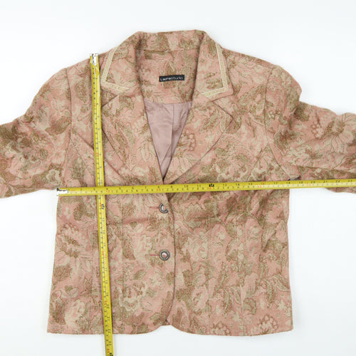 Laura Studio Women's Beige Pink Floral Jacquard Blazer Size 12 Classic Fit