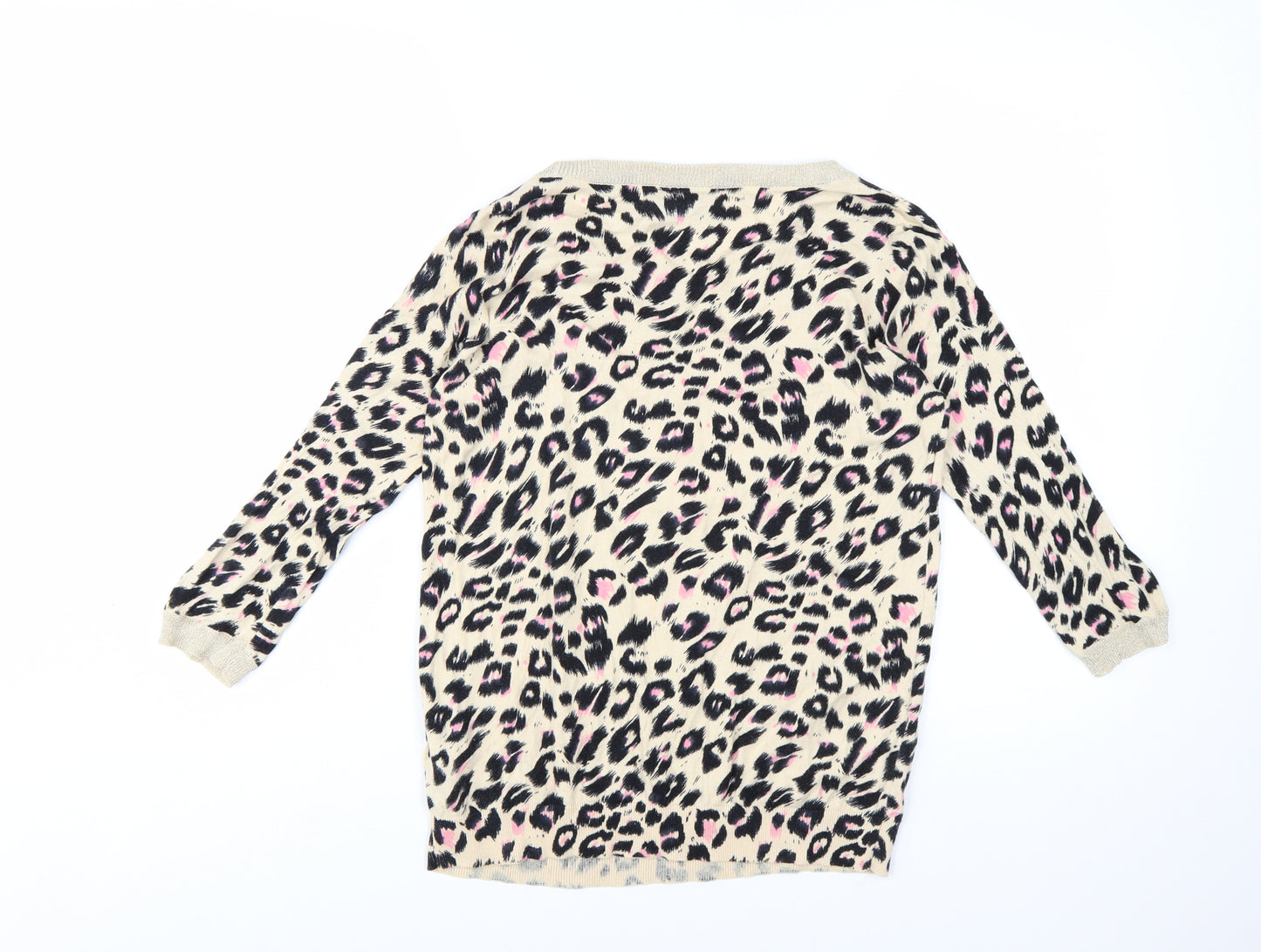 Wallis Women Beige Leopard Print Long Sleeve Jumper Size S