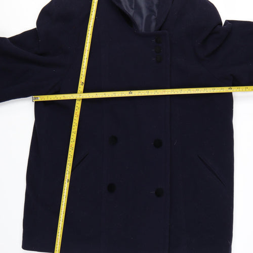 Living Women's Blue Wool Overcoat Size 20 Lined Button Classic Style