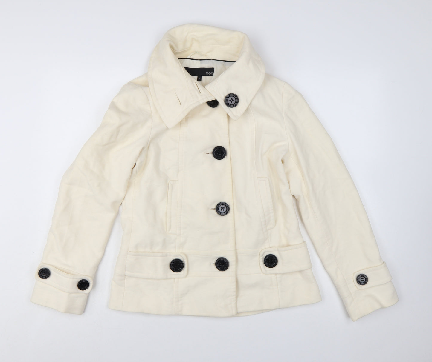 Next Women’s Ivory Cotton Pea Coat Jacket Size 10