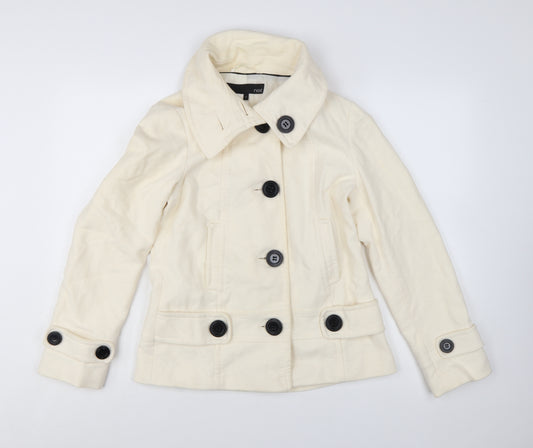Next Women’s Ivory Cotton Pea Coat Jacket Size 10