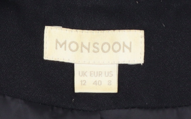 Monsoon Womens Black Shawl Lapel Blazer Jacket UK 12