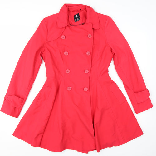 Atmosphere Women’s Red Belted Trench Coat Size 10 Polyester