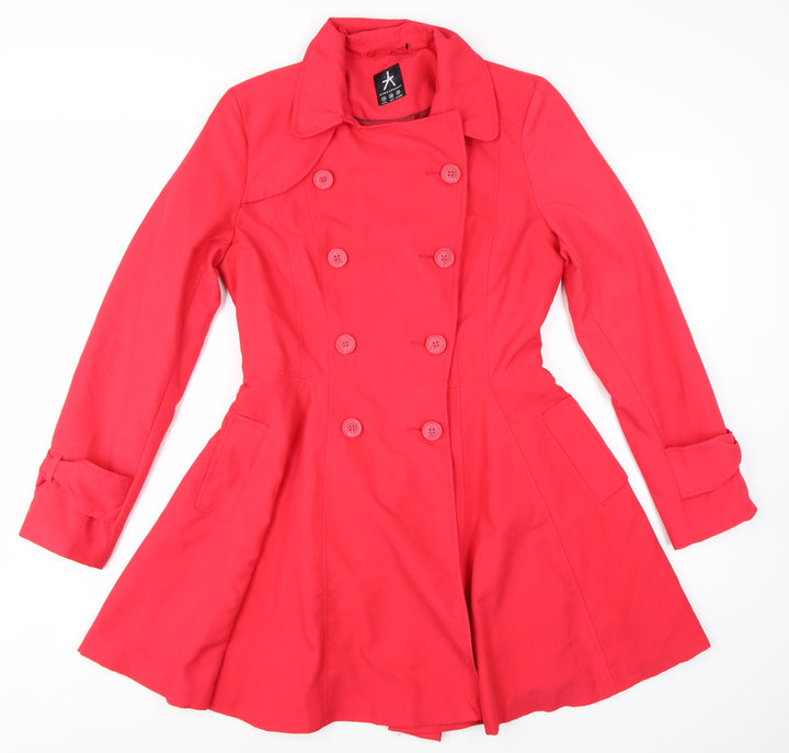 Atmosphere Women’s Red Belted Trench Coat Size 10 Polyester