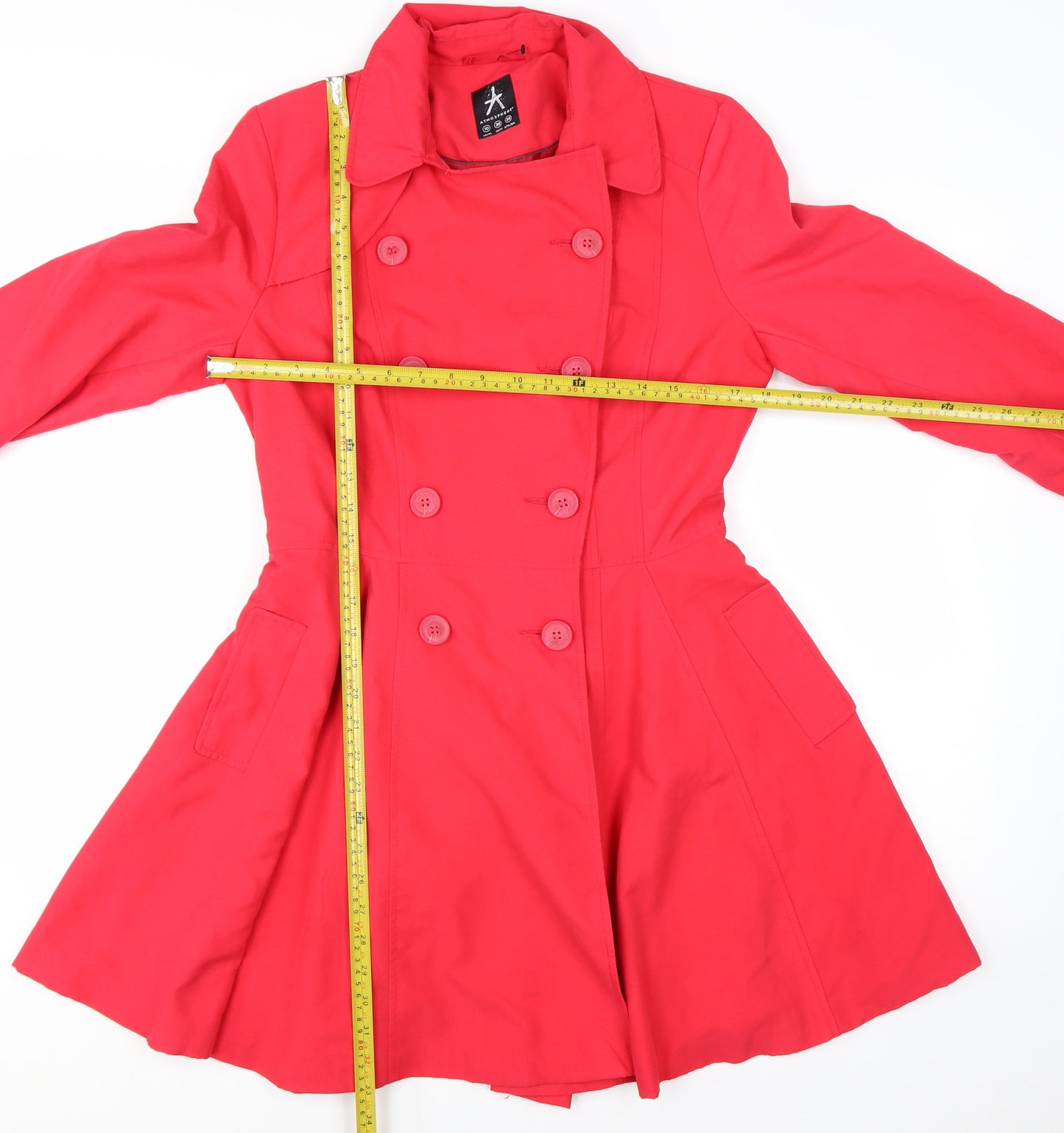 Atmosphere Women’s Red Belted Trench Coat Size 10 Polyester
