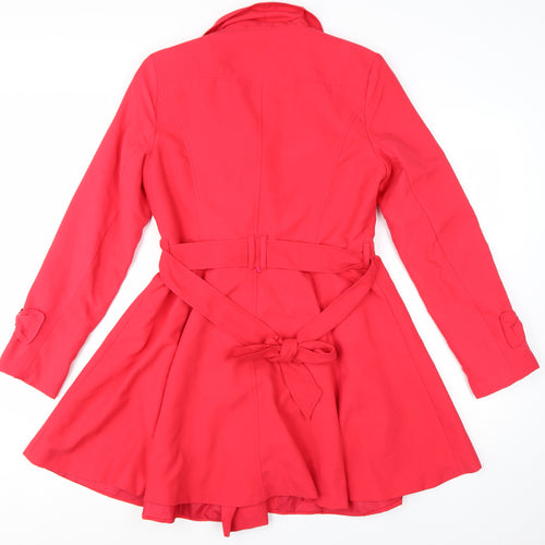 Atmosphere Women’s Red Belted Trench Coat Size 10 Polyester
