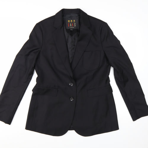 DAKS London Women's Black Wool Blazer UK 12 Single-Breasted Jacket