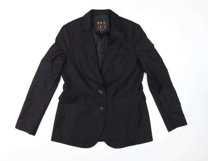 DAKS London Women's Black Wool Blazer UK 12 Single-Breasted Jacket