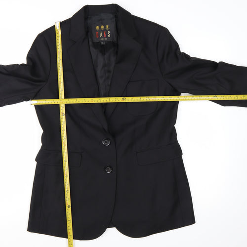 DAKS London Women's Black Wool Blazer UK 12 Single-Breasted Jacket